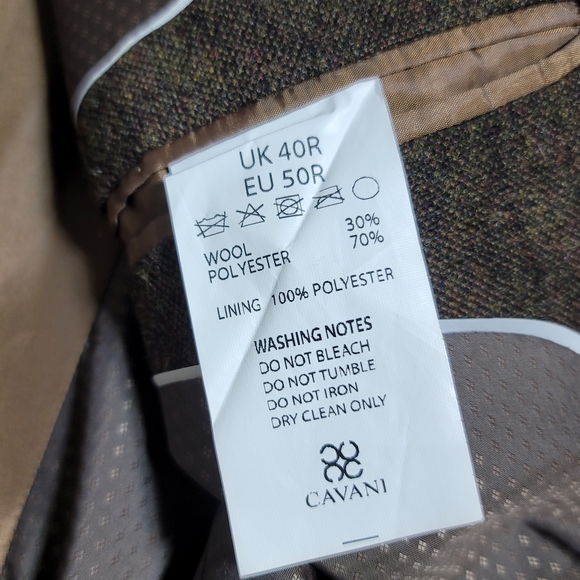 House of Cavani Mens Sport Jacket Brown Slim Fit Wool Blend 40R Single vented - Picture 7 of 11